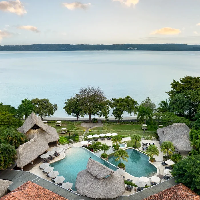 aerial view of main pool and beach at Secrets Papagayo Costa Rica