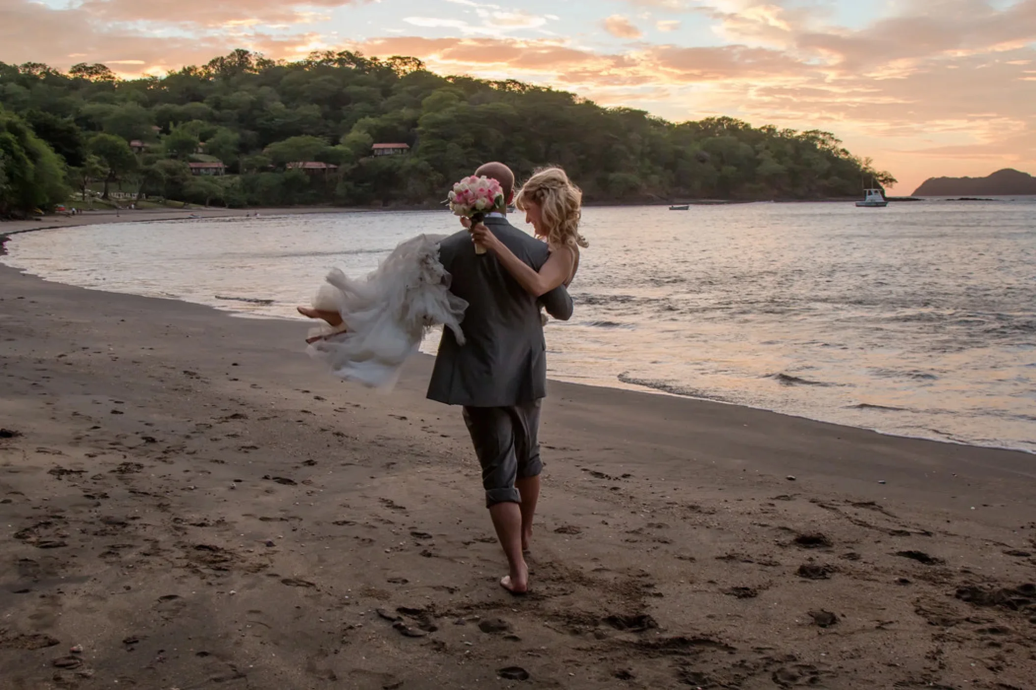 bride and groom on the beach at Secrets Papagayo Costa Rica