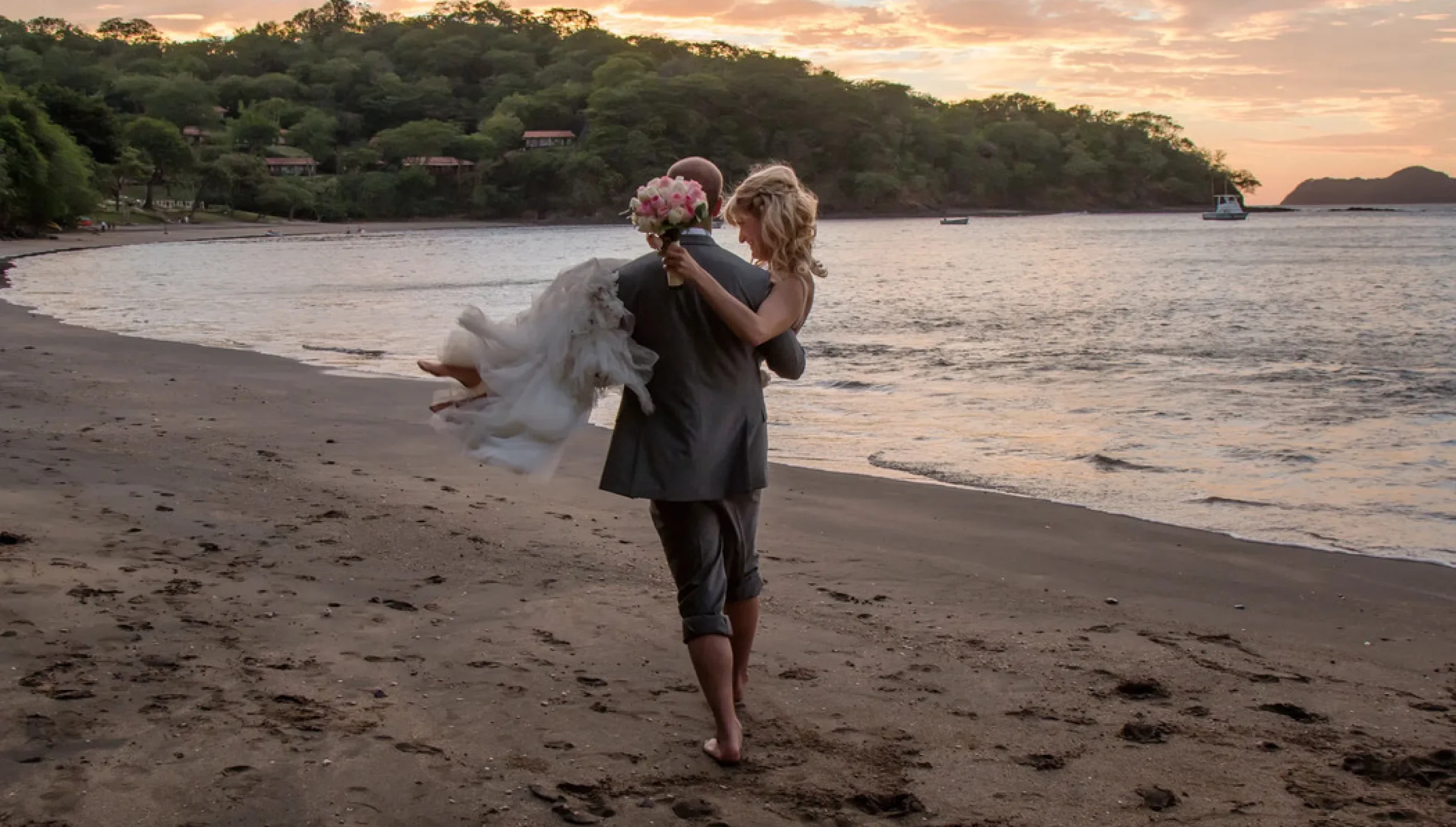 bride and groom on the beach at Secrets Papagayo Costa Rica