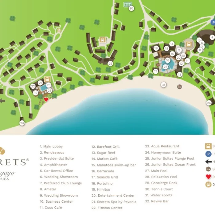 resort map of Secrets Papagayo Costa Rica