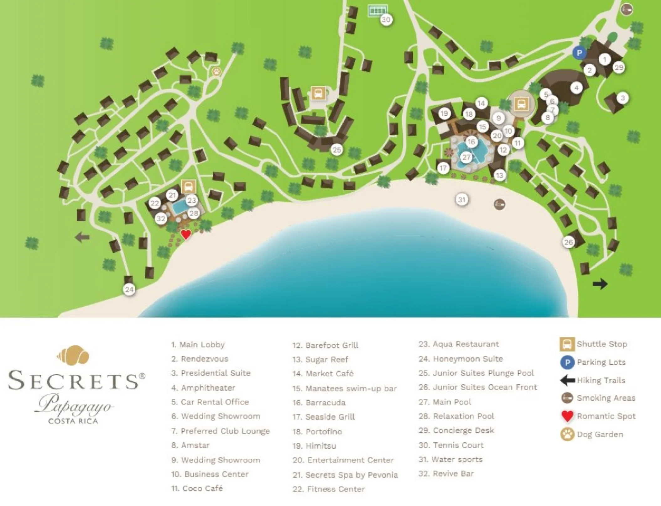 resort map of Secrets Papagayo Costa Rica