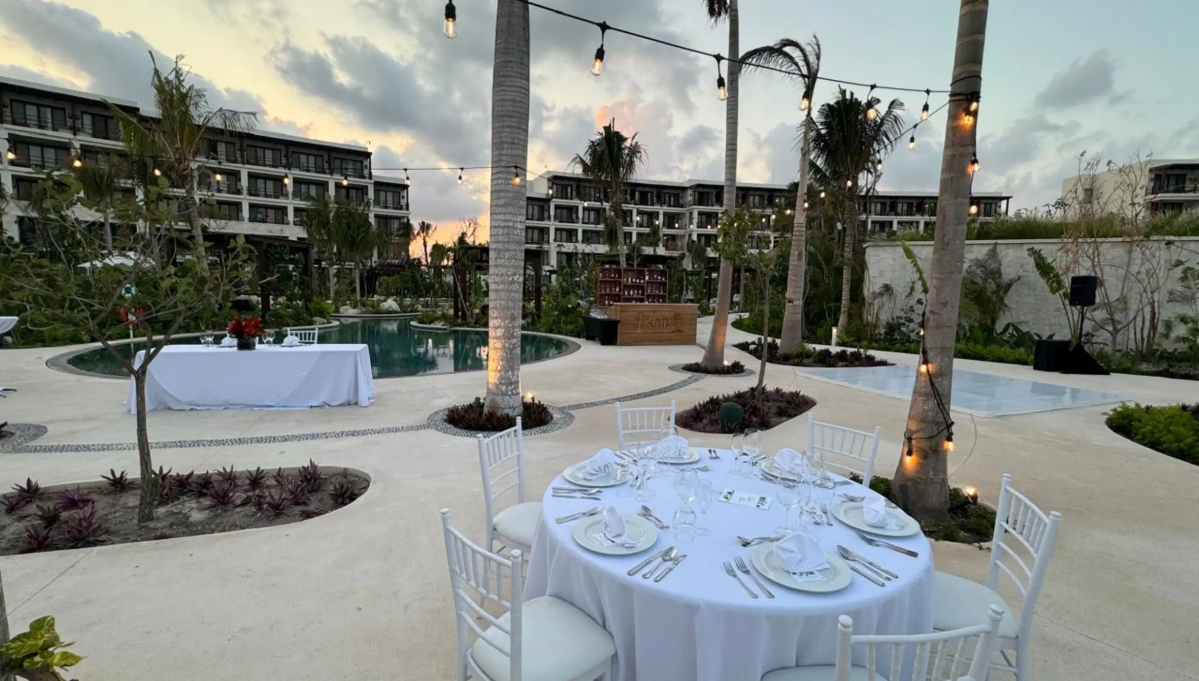 jungle pool terrace venue at Secrets Playa Blanca