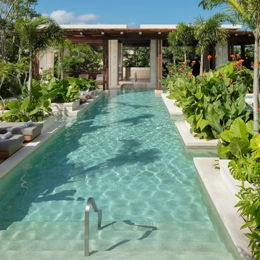 pool at the spa at Secrets Playa Blanca Costa Mujeres