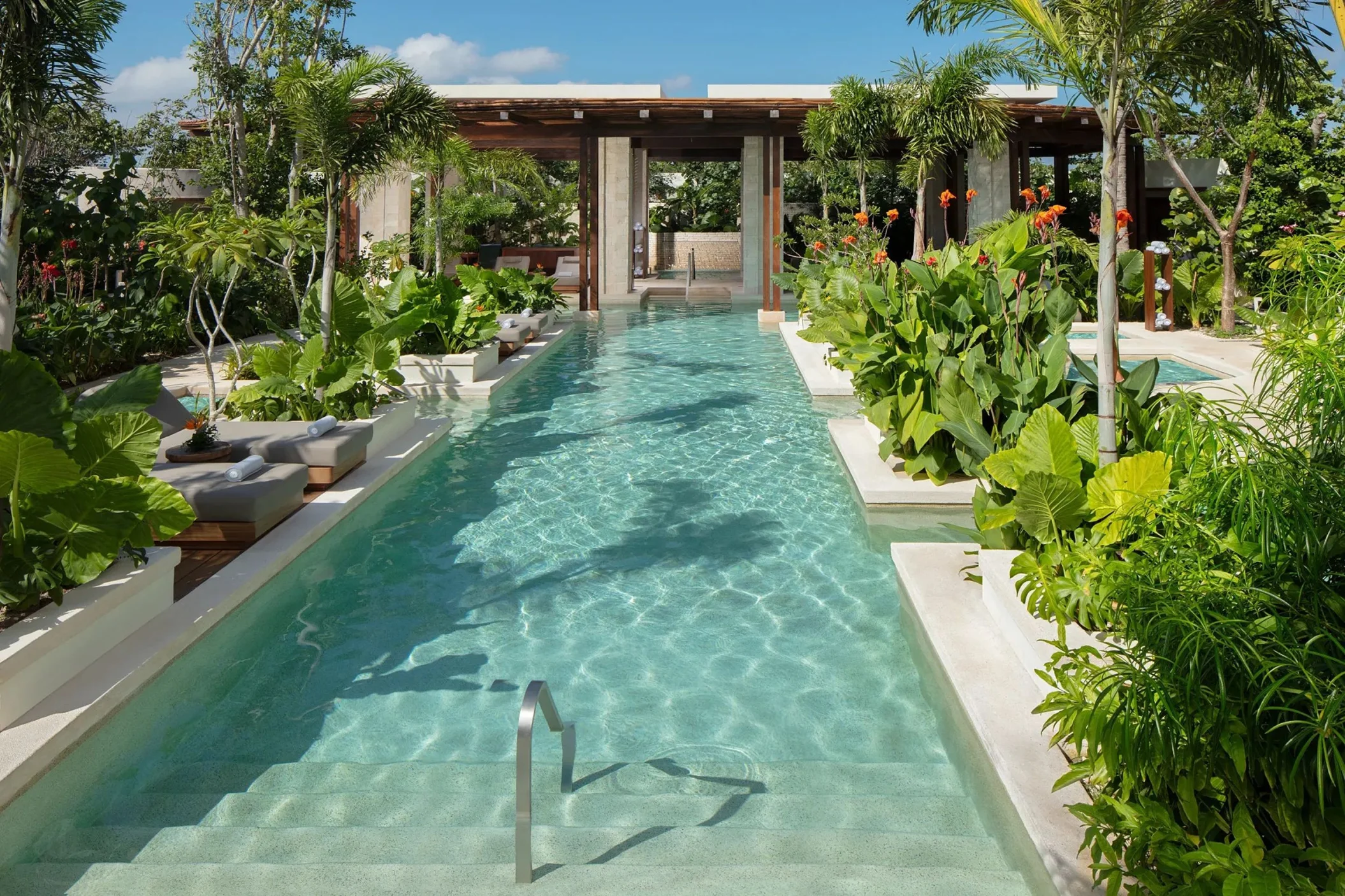 pool at the spa at Secrets Playa Blanca Costa Mujeres