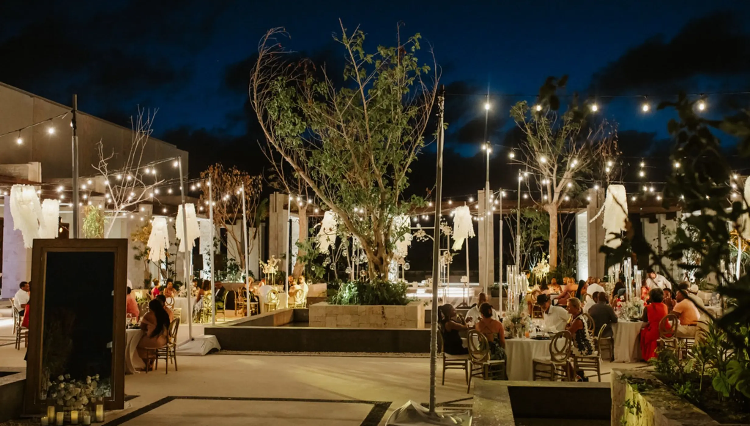 courtyard plaza at secrets playa blanca