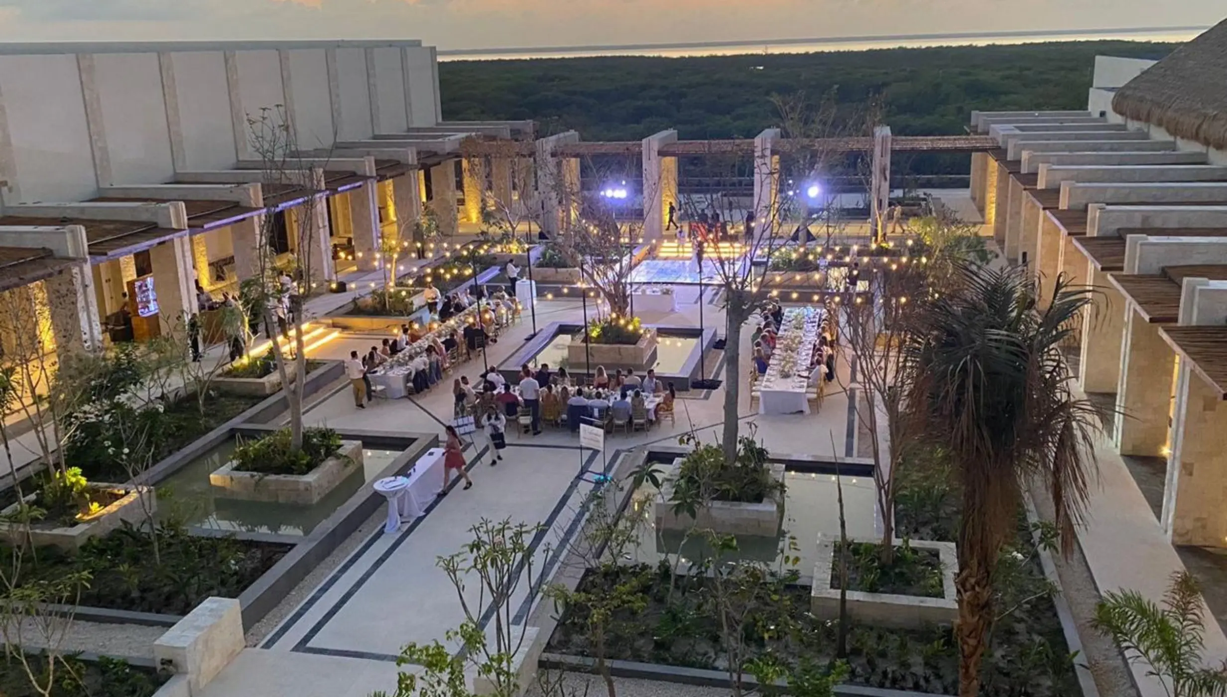 courtyard plaza at secrets playa blanca