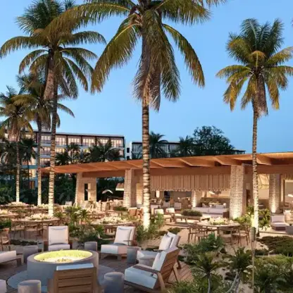 Sea side terrace wedding reception venue at Secrets Playa Blanca, Cancun