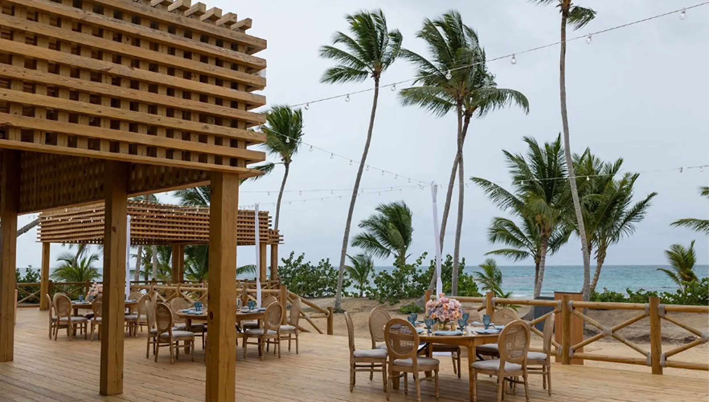Outdoor wedding reception setup at Secrets Playa Esmeralda, Miches