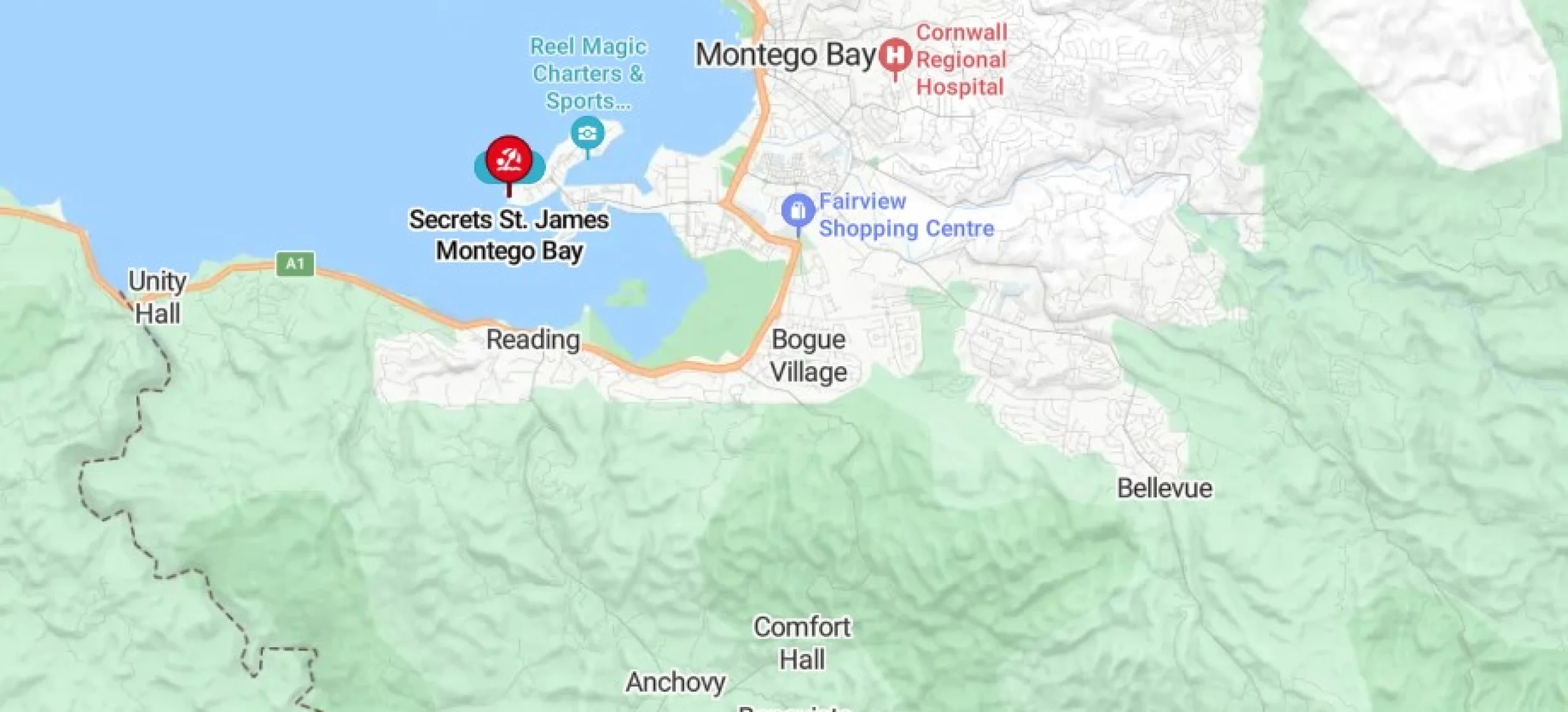 Secrets St James Montego Bay map.