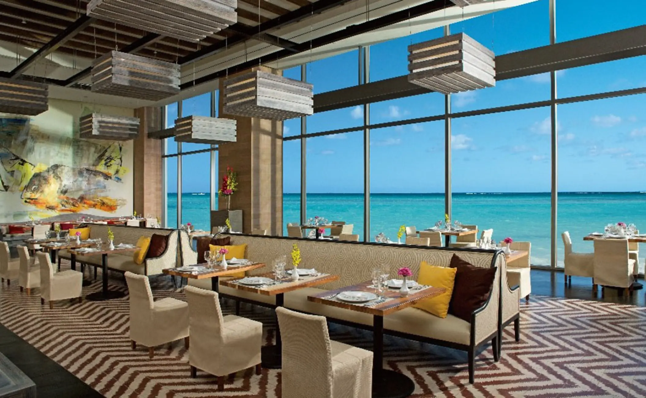 Market Cafe restaurant with ocean views at Secrets The Vine, Cancun