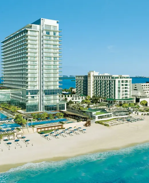 Aerial view of Secrets The Vine Cancun.