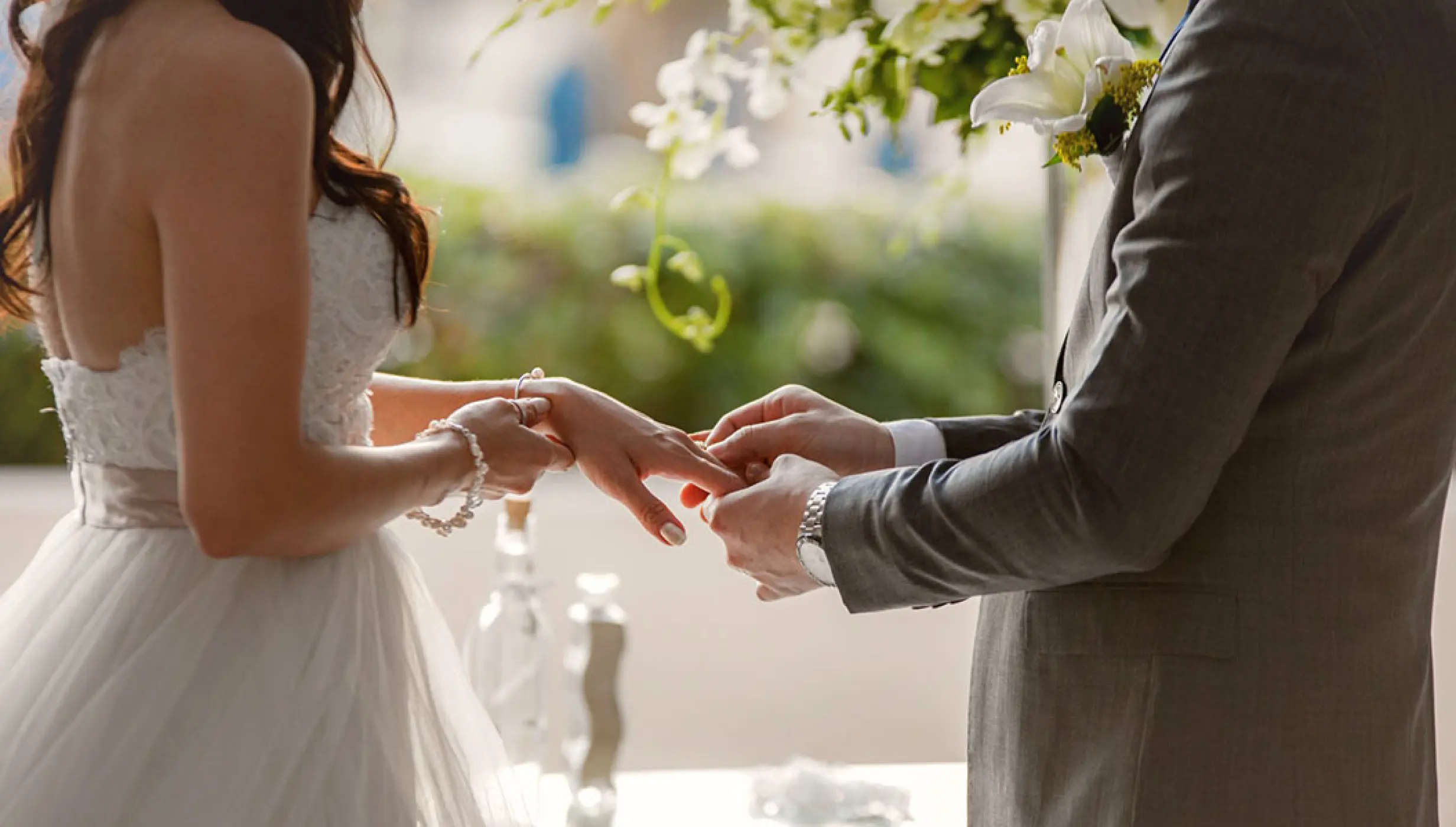 Ceremony at Gazebo wedding venue at Secrets The Vine Cancun.