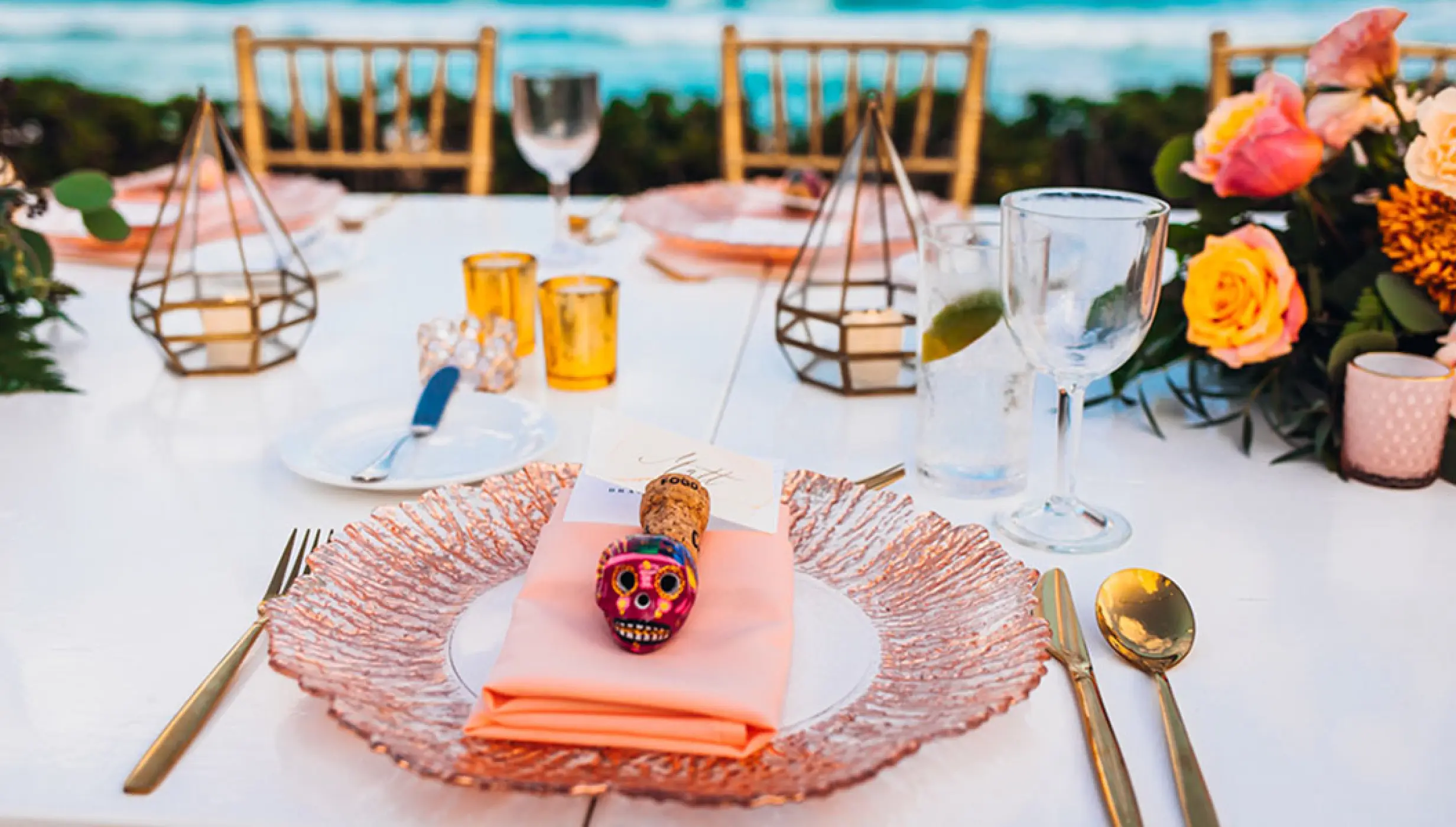 Decor Detail at Gazebo Terrace wedding venue at Secrets The Vine Cancun.