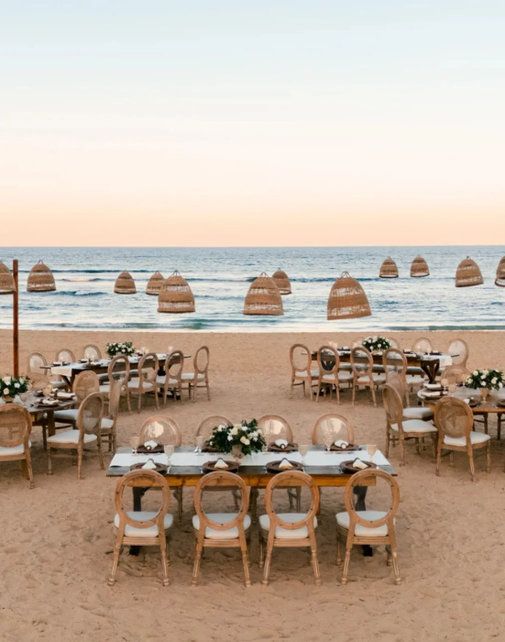 beach venue reception setup at Secrets Tides Punta Cana