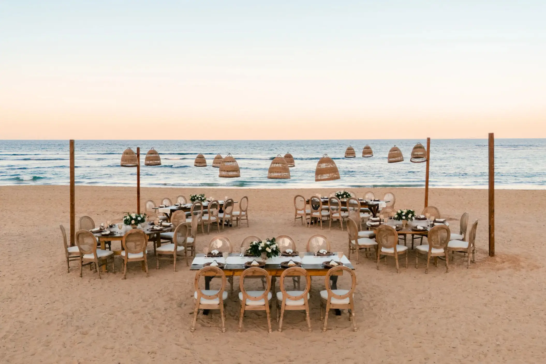 beach venue reception setup at Secrets Tides Punta Cana