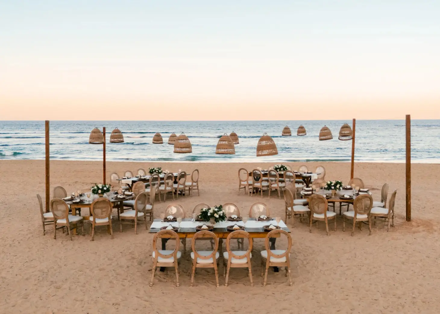 beach venue reception setup at Secrets Tides Punta Cana