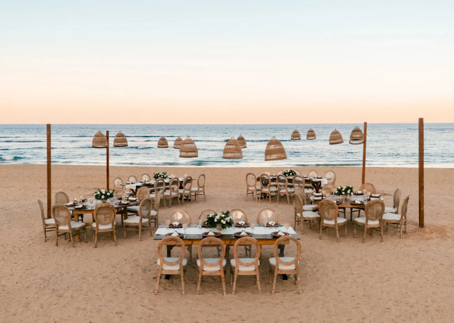 beach venue reception setup at Secrets Tides Punta Cana