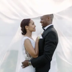 bride and groom on the beach