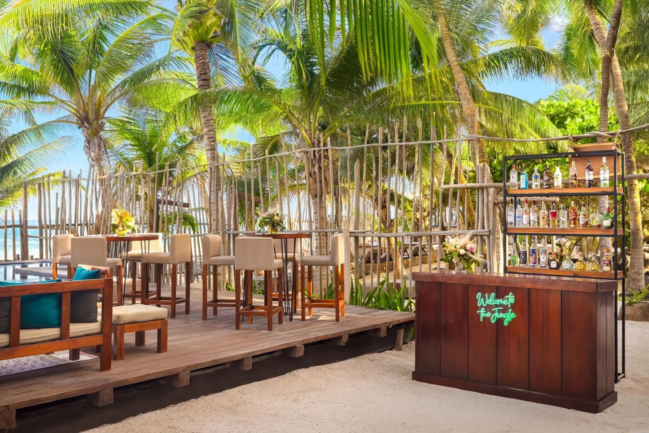 casa zamna outdoor bar at Secrets Tulum