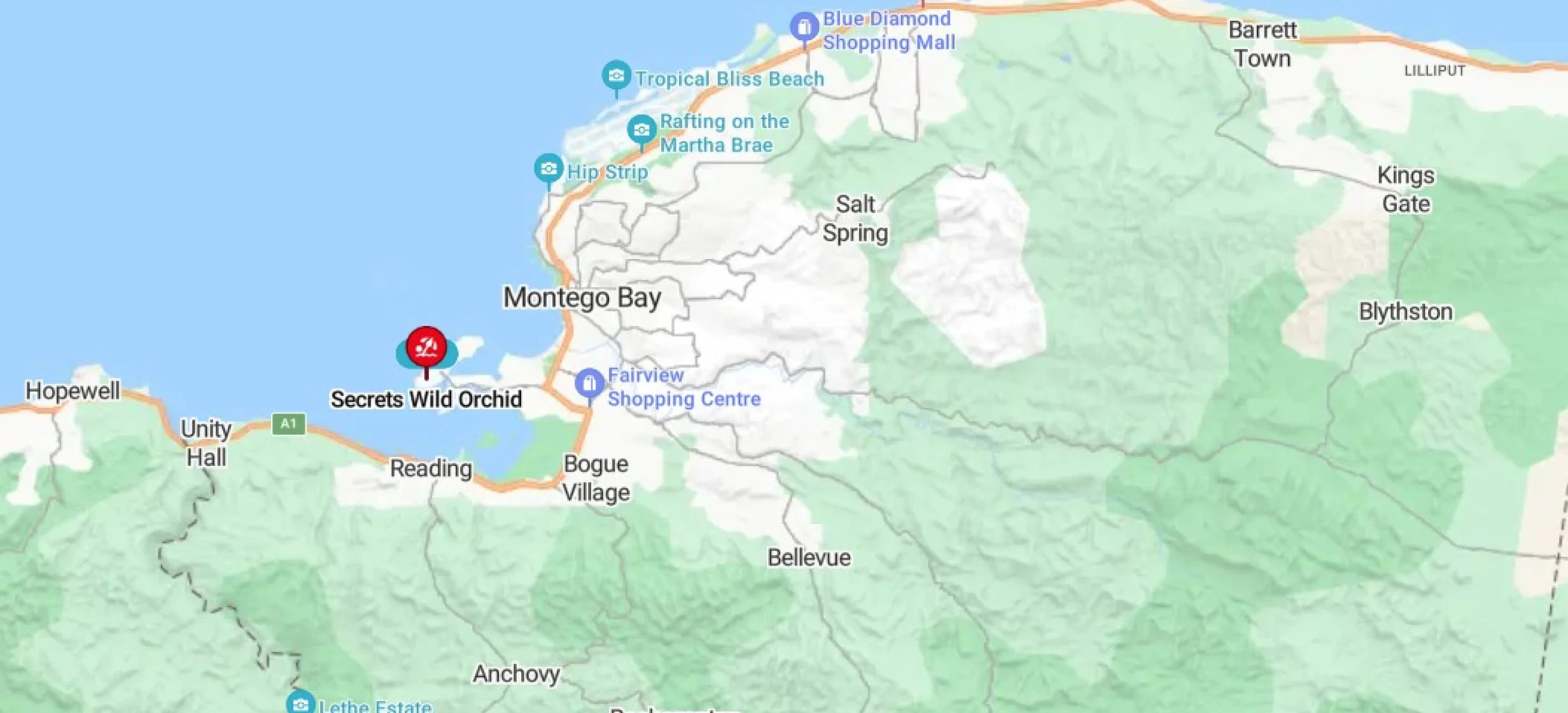 Secrets Wild Orchid Montego Bay location in the map