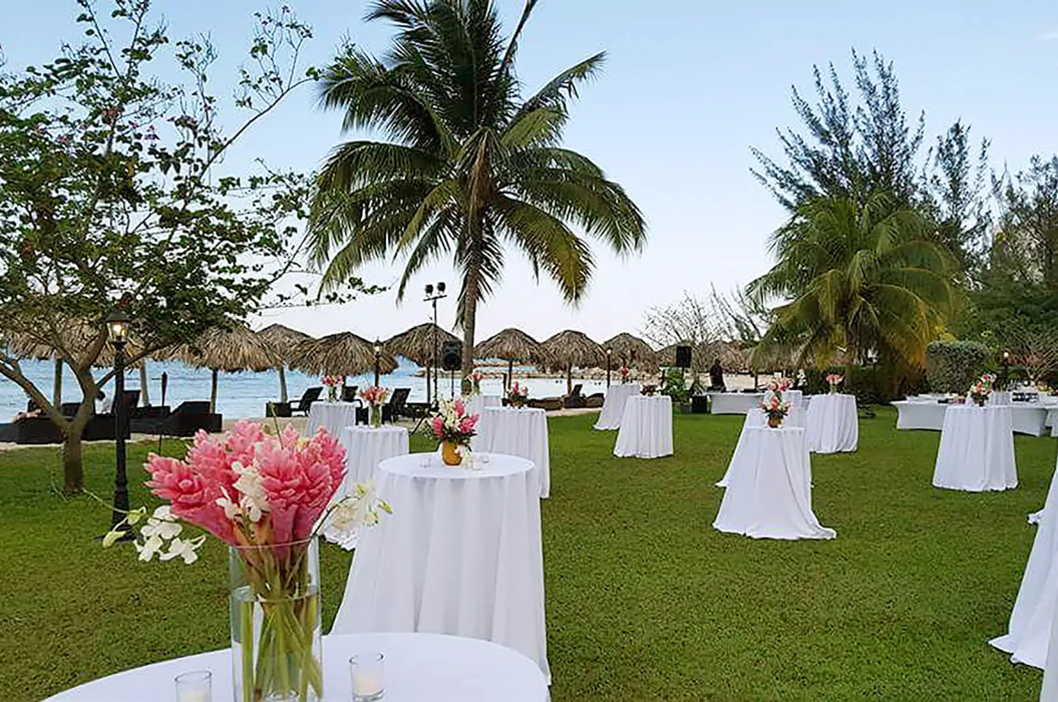 Cocktail reception on the Preferred Beach lawn at Secrets St James, Montego Bay