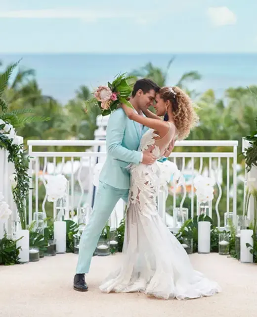 bride and groom at SLS Playa Mujeres