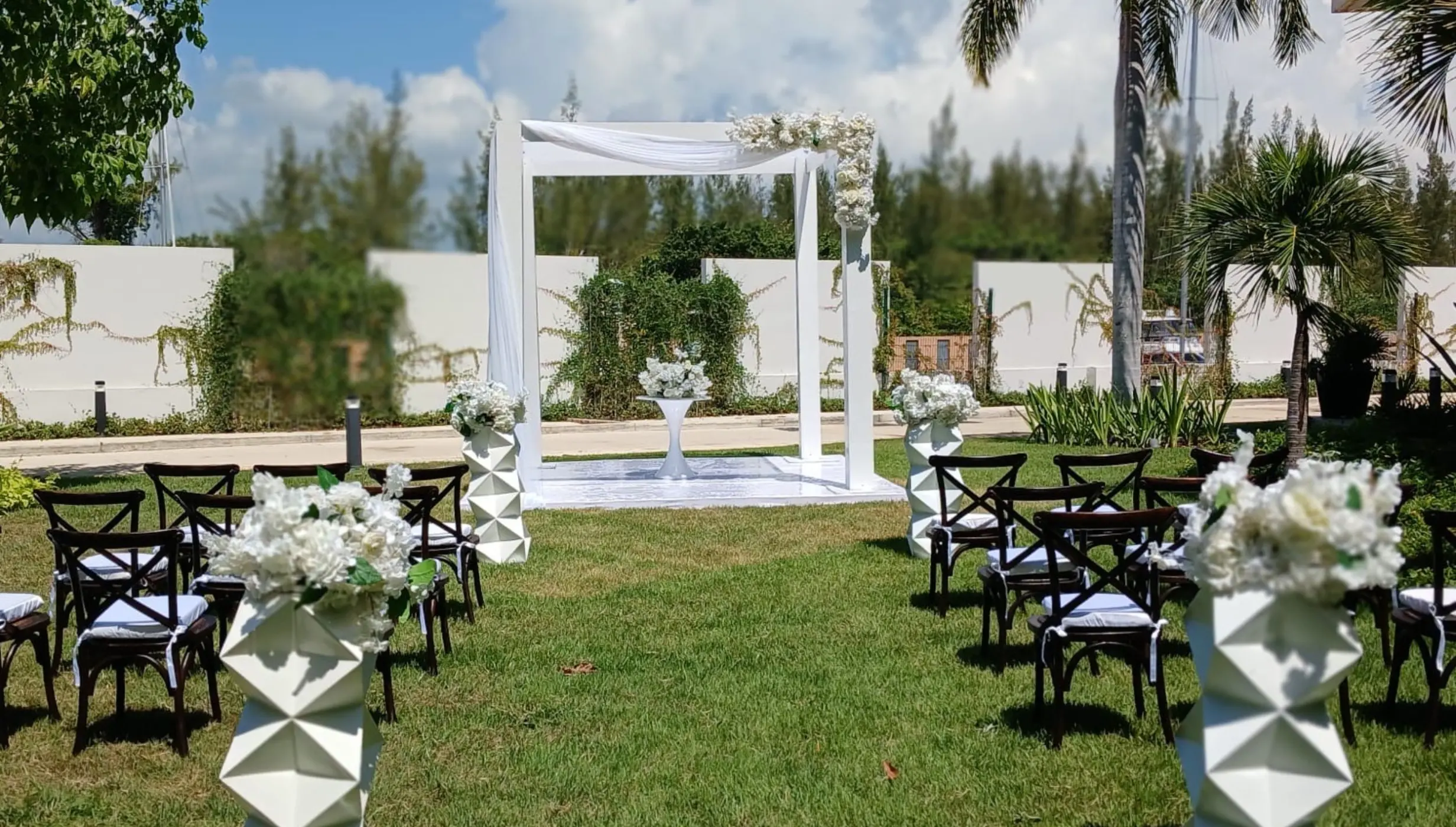 Marina Lawn wedding ceremony at SLS Playa Mujeres, Cancun