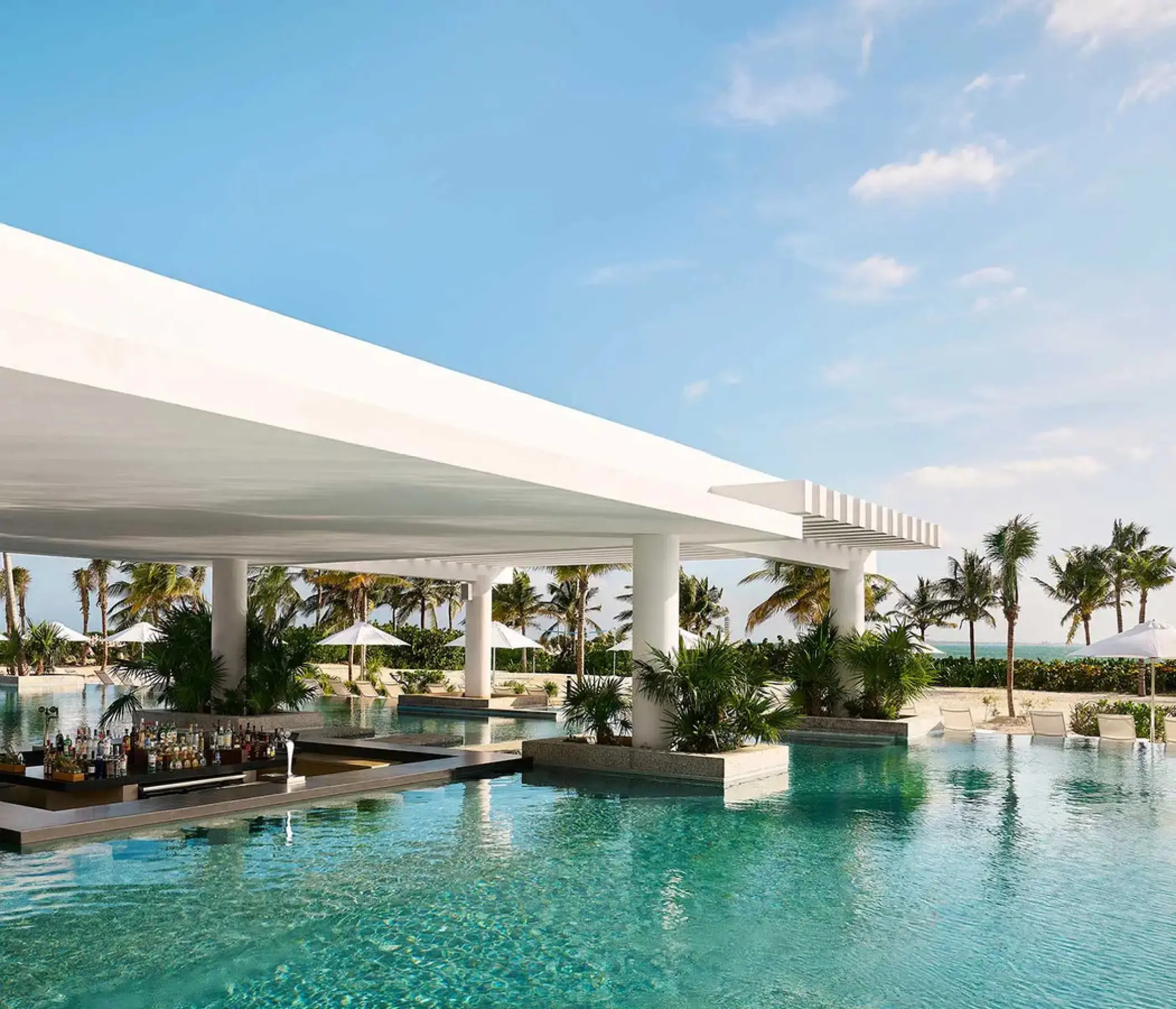 Swim-up bar and swimming pool at SLS Playa Mujeres, Cancun