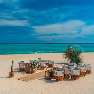 Ceremony decor on the beach at Solaz Los Cabos
