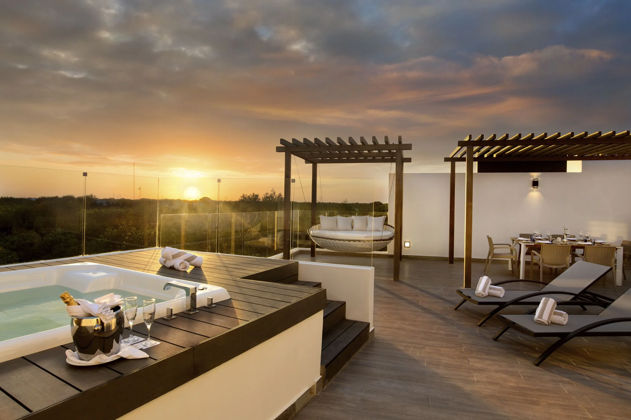 terrace of two bedroom penthouse at The Fives Beach Hotel & Residences