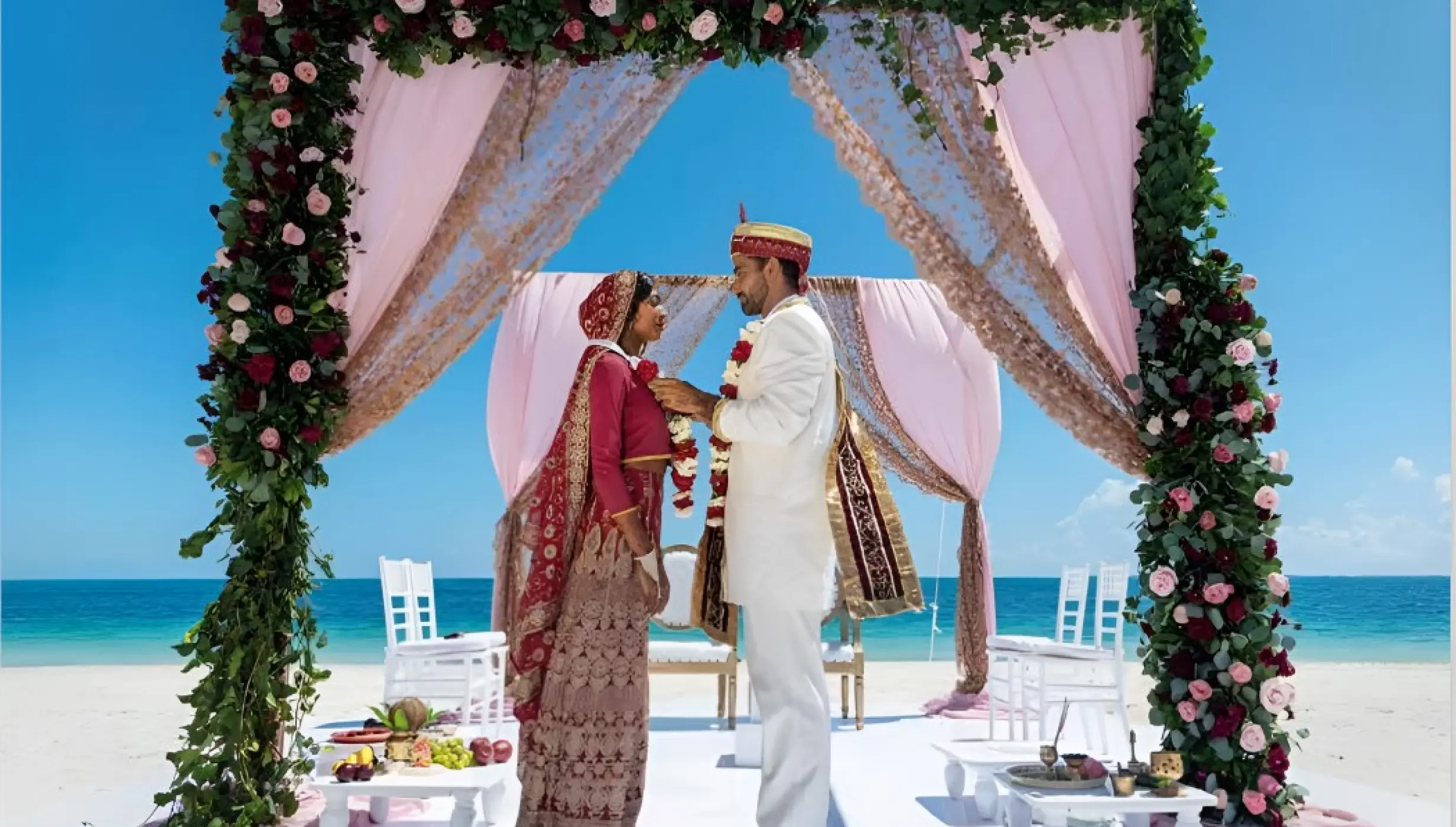 South Asian wedding on the beach at TRS Coral