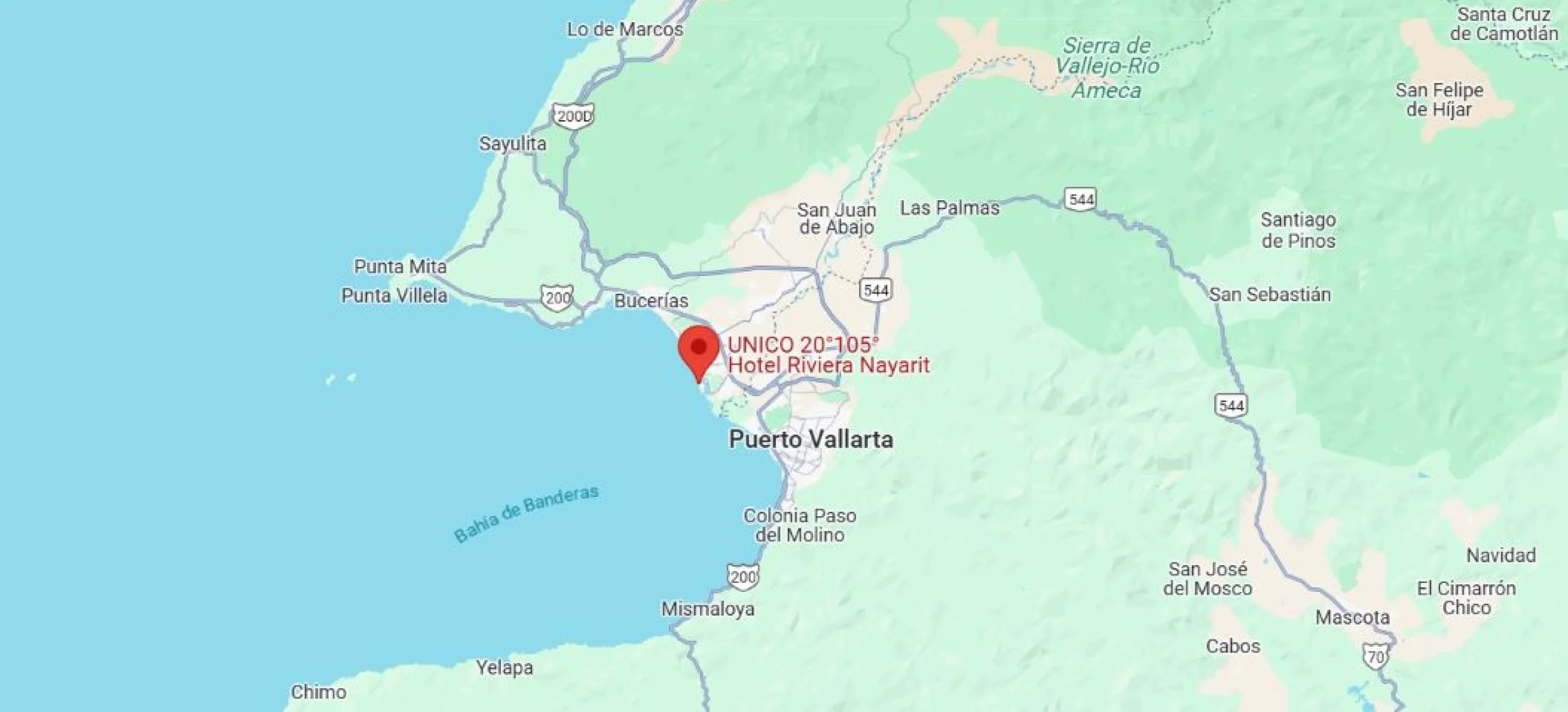map showing location of UNICO Riviera Nayarit in Mexico