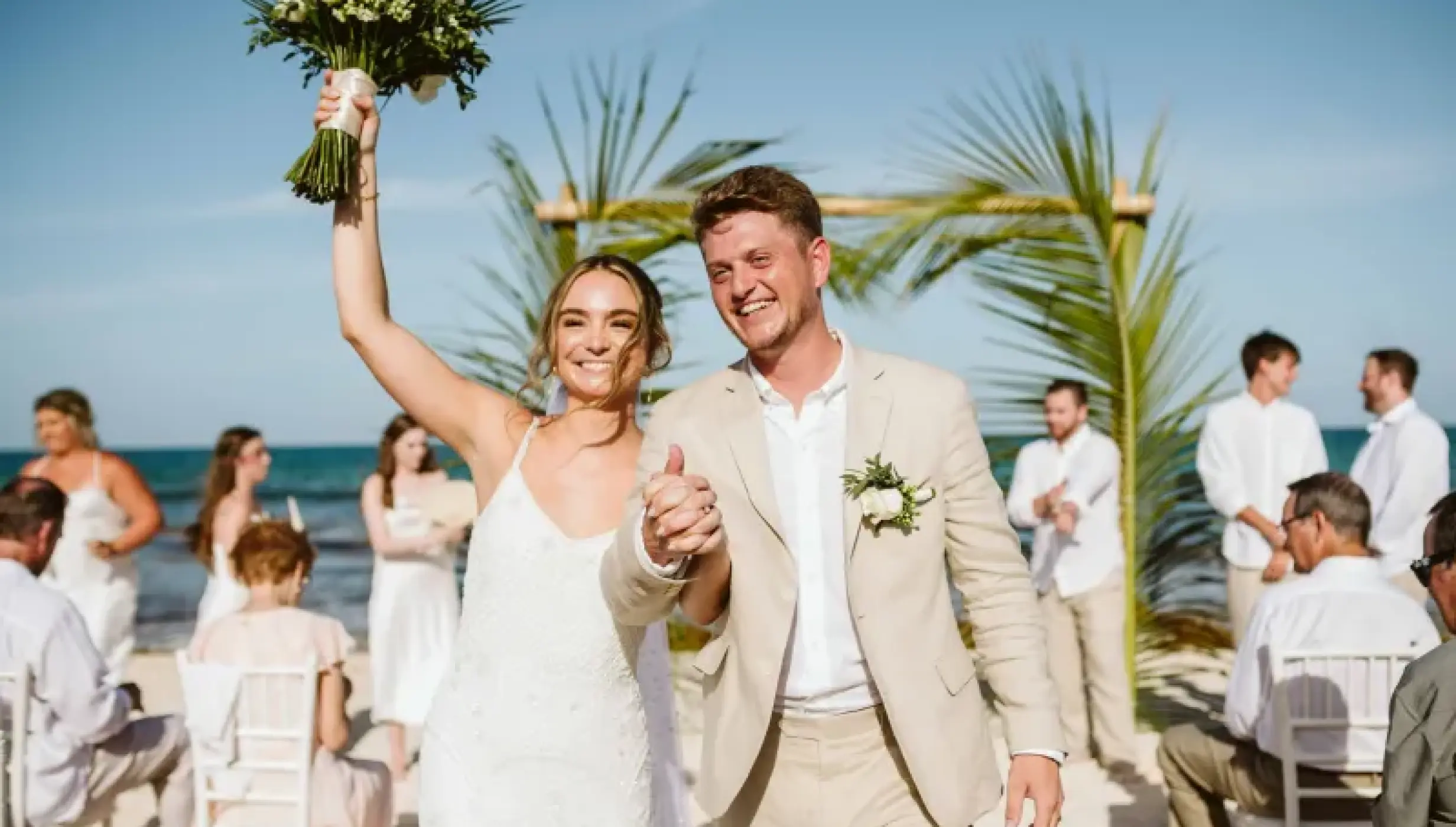 Wedding ceremony on the beach at Valentin Imperial Maya resort