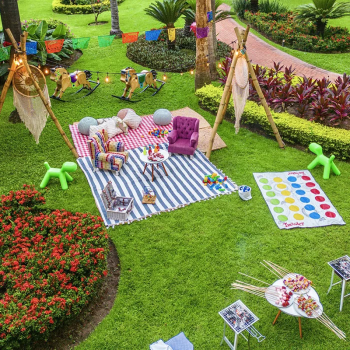Family picnic setup at Velas Vallarta