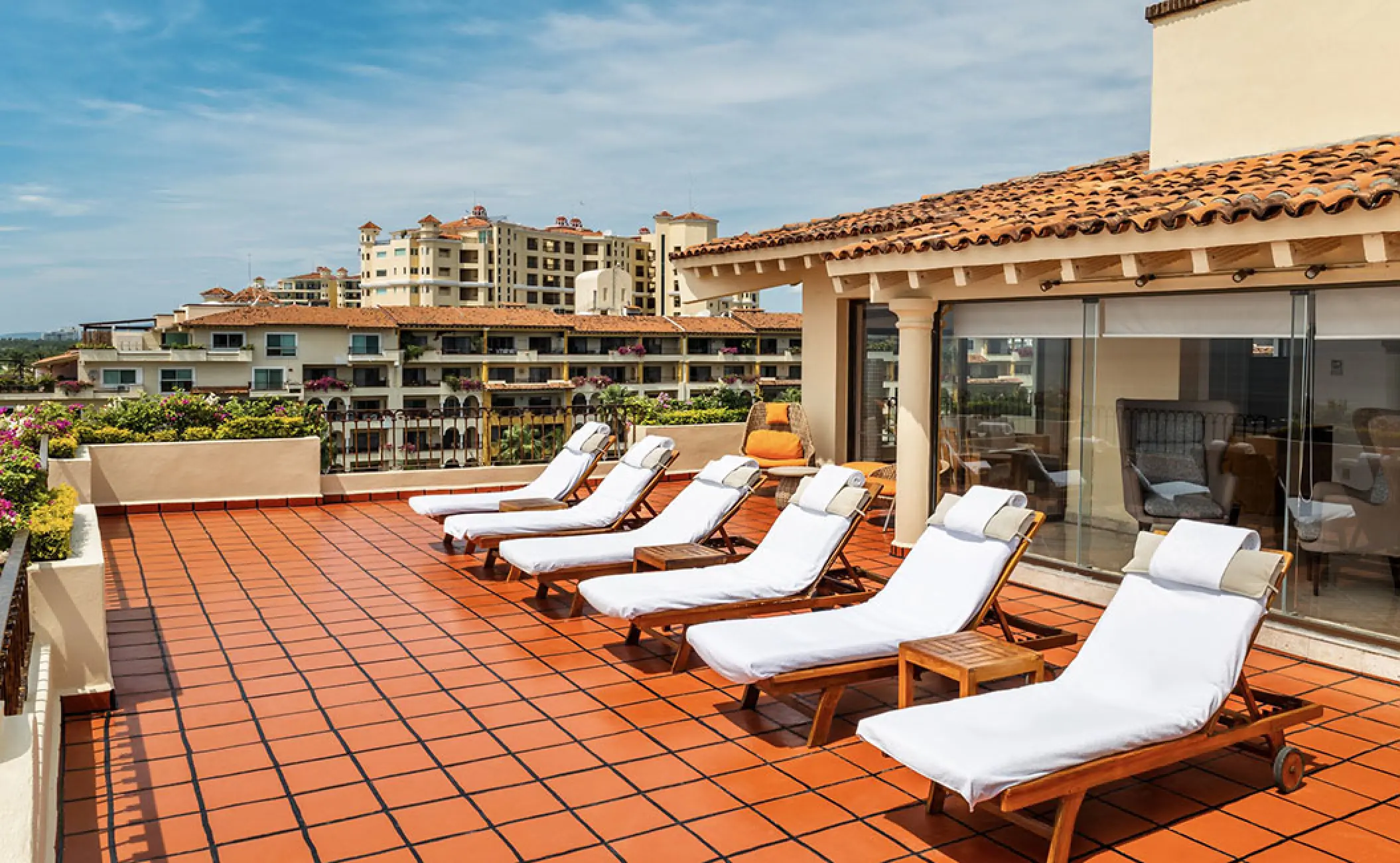 Presidential suite terrace with lounge chairs at Velas Vallarta, Puerto Vallarta