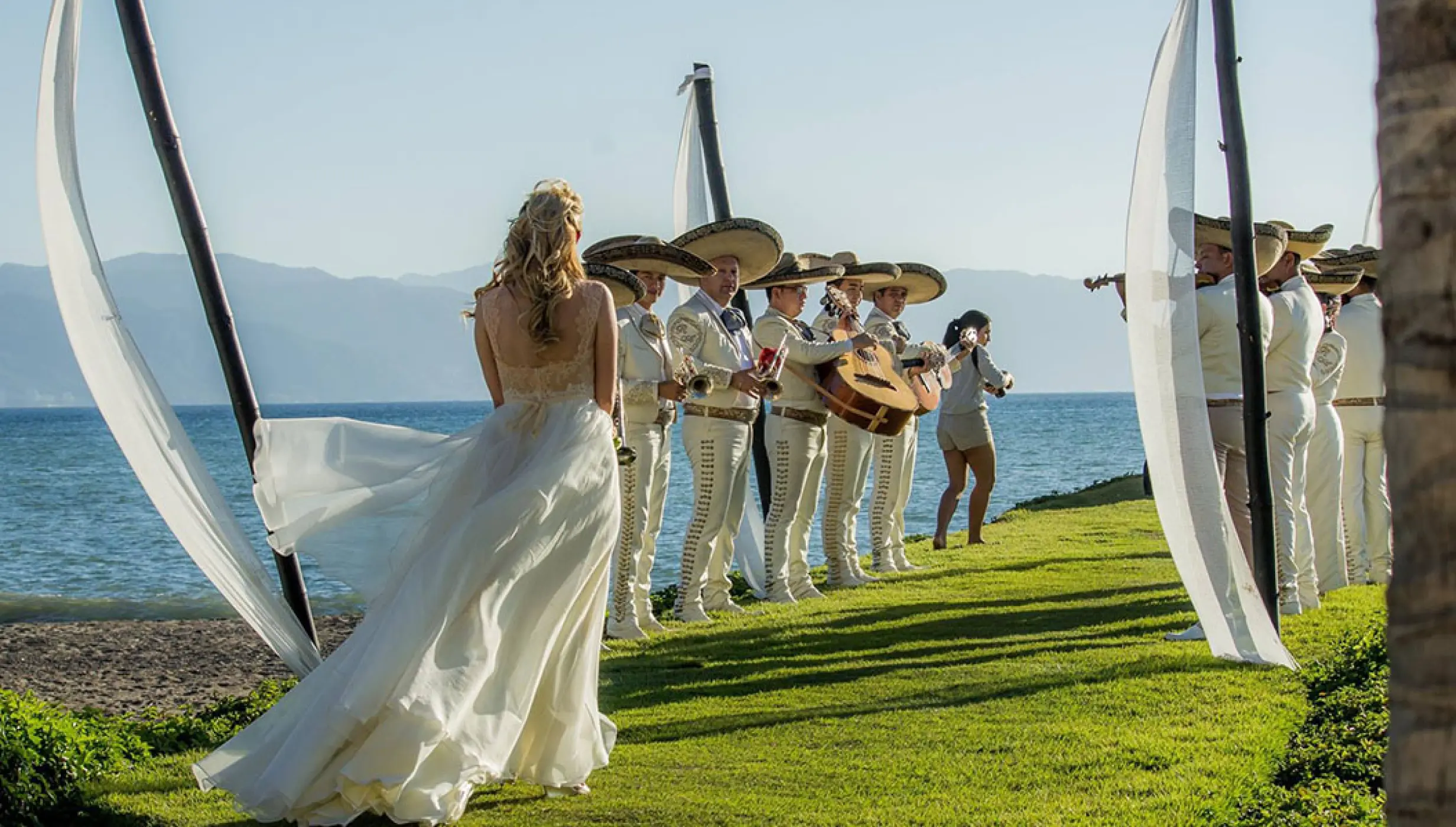Bride with Mariachi at Velas Vallarta Resort.