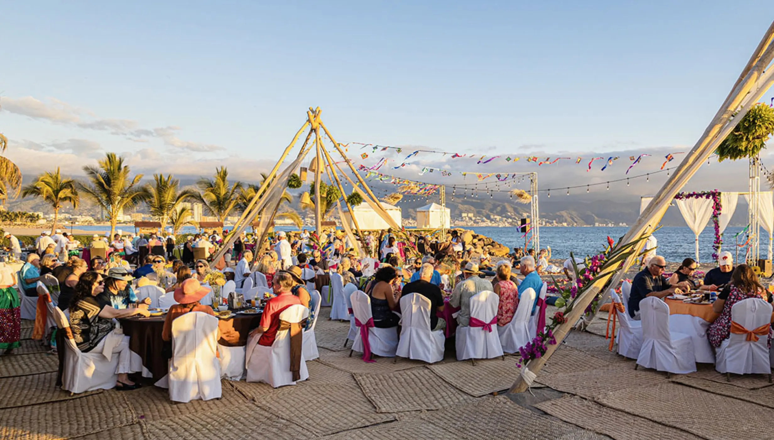 Beachfront wedding reception at Velas Vallarta, Puerto Vallarta