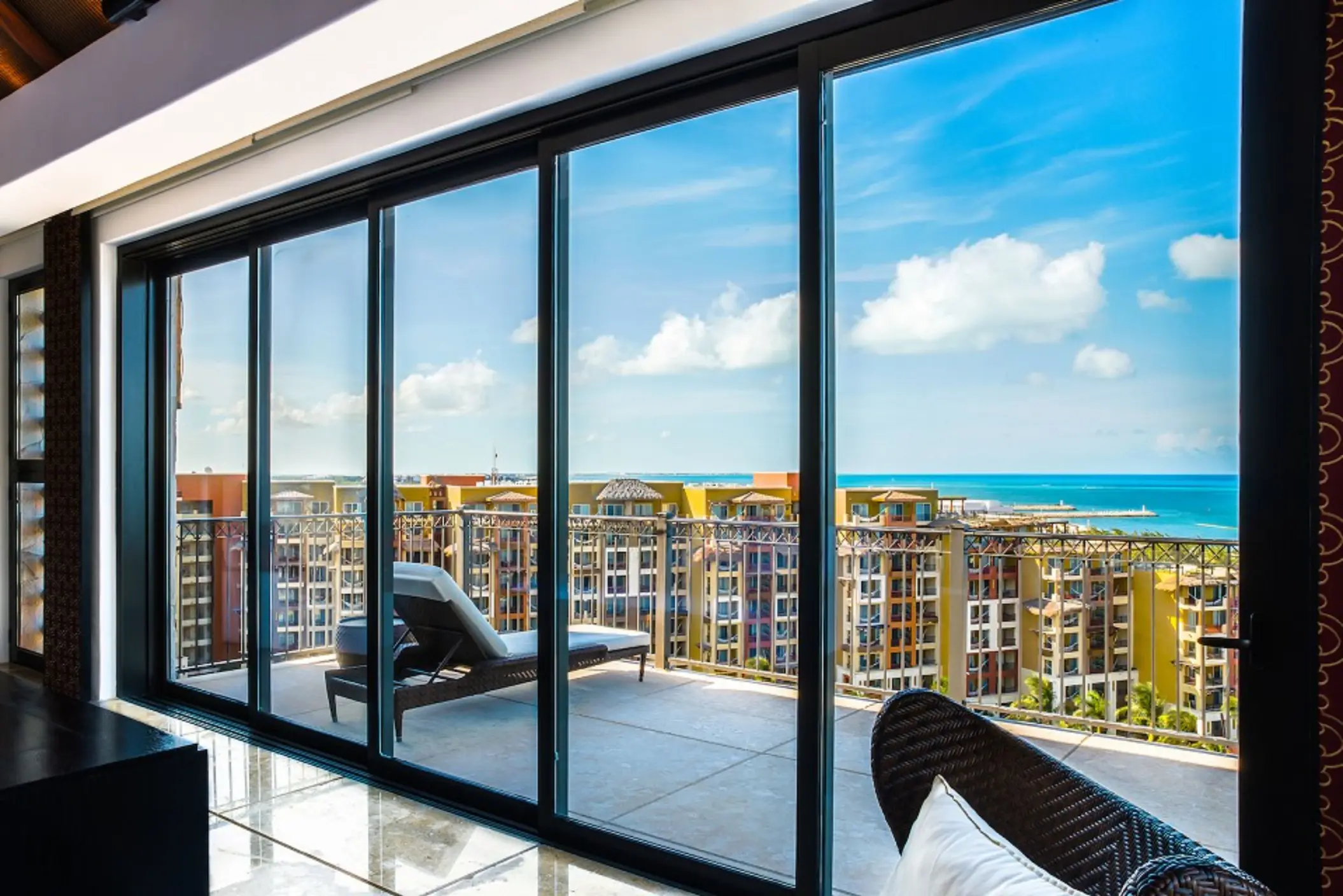 Penthouse terrace overlooking the Caribbean Sea at Villa del Palmar Cancun