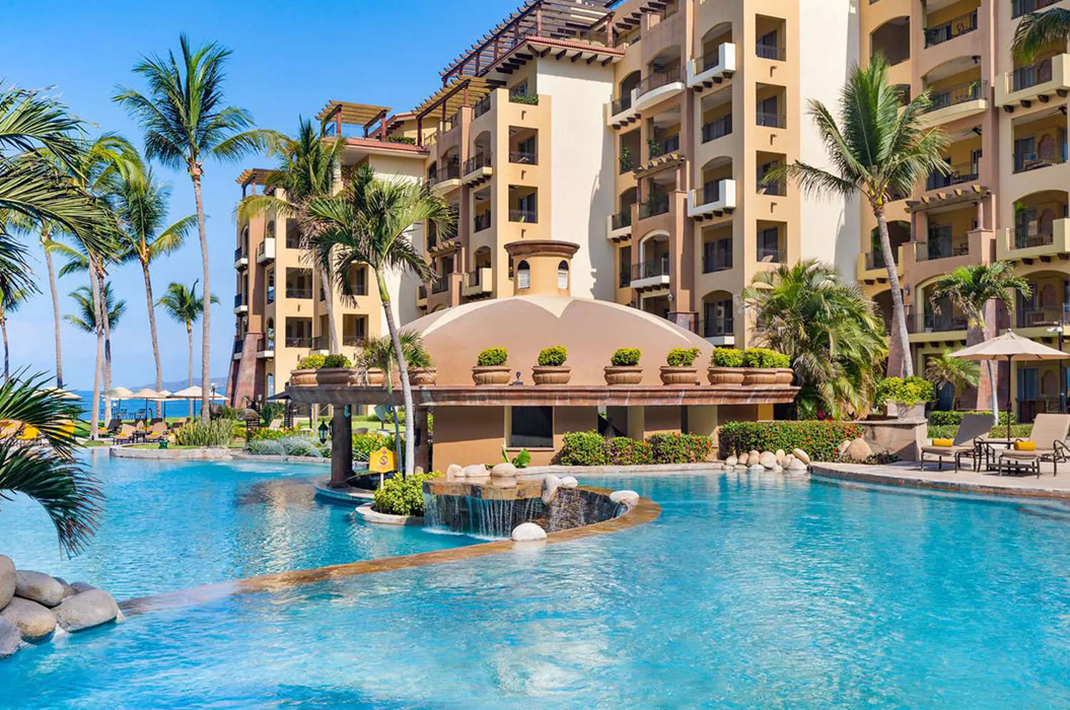 Villa La Estancia Riviera Nayarit lagoon-style pool and swim-up bar, Puerto Vallarta