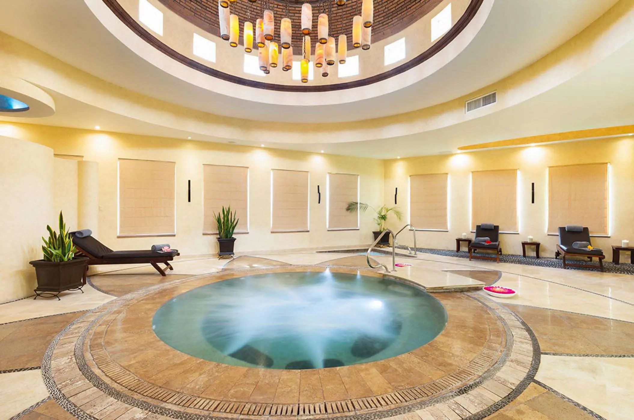 Indoor spa pool and lounge area at Villa La Estancia Riviera Nayarit, Puerto Vallarta