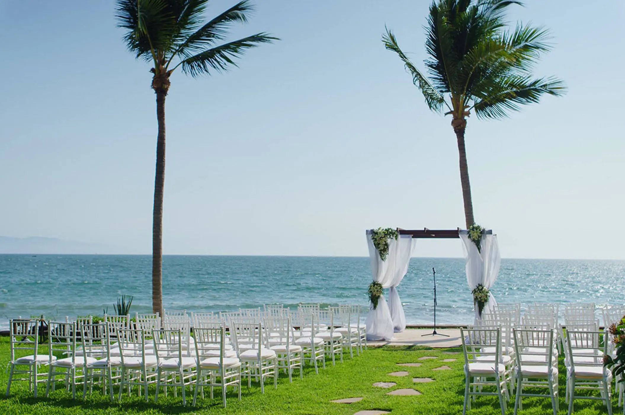 Garden terrace wedding ceremony at Villa La Estancia Riviera Nayarit, Puerto Vallarta