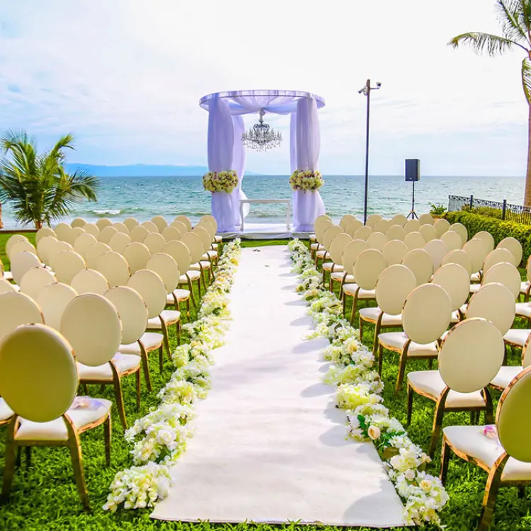 Oceanfront lawn wedding ceremony setup at Villa La Estancia Riviera Nayarit, Puerto Vallarta