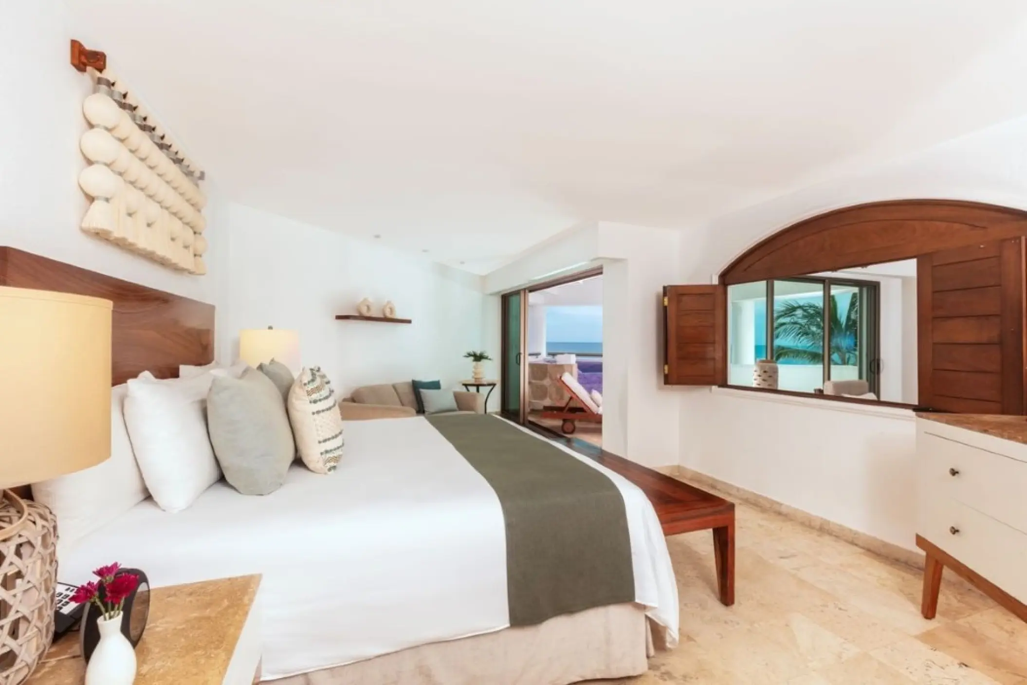 Master suite bedroom with ocean views at Villa Premiere Boutique Hotel, Puerto Vallarta