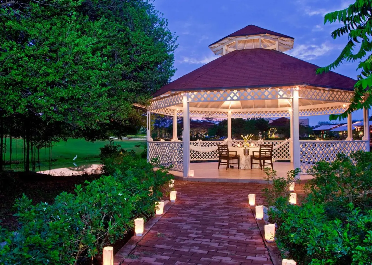 Lake view gazebo wedding venue at Westin Reserva Conchal, Liberia