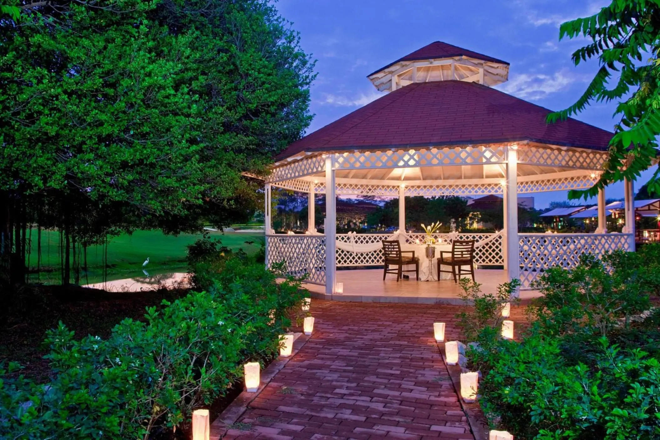 Lake view gazebo wedding venue at Westin Reserva Conchal, Liberia