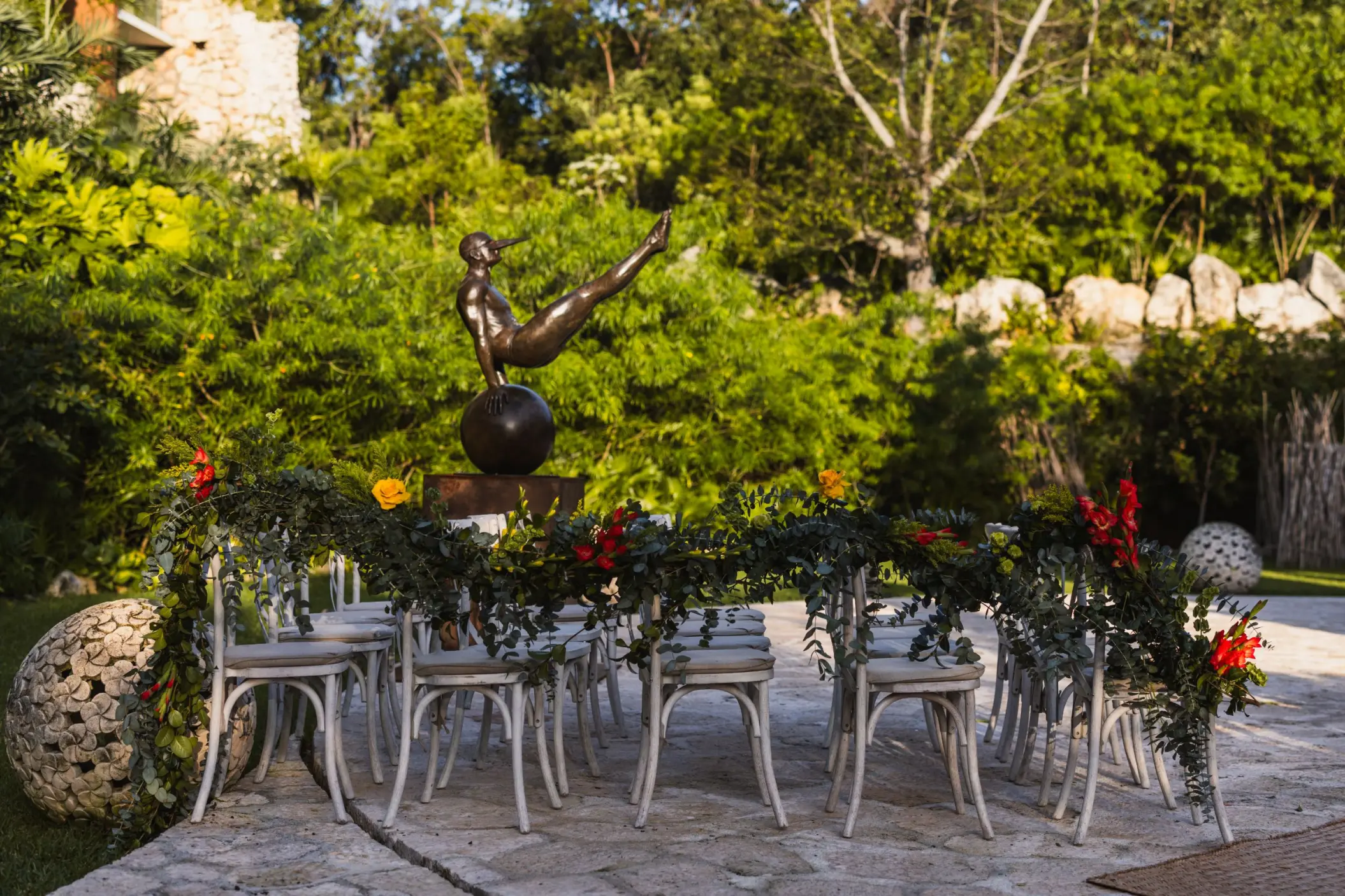 Wedding ceremony setup at the Caracol venue in Hotel Xcaret Arte, Riviera Maya