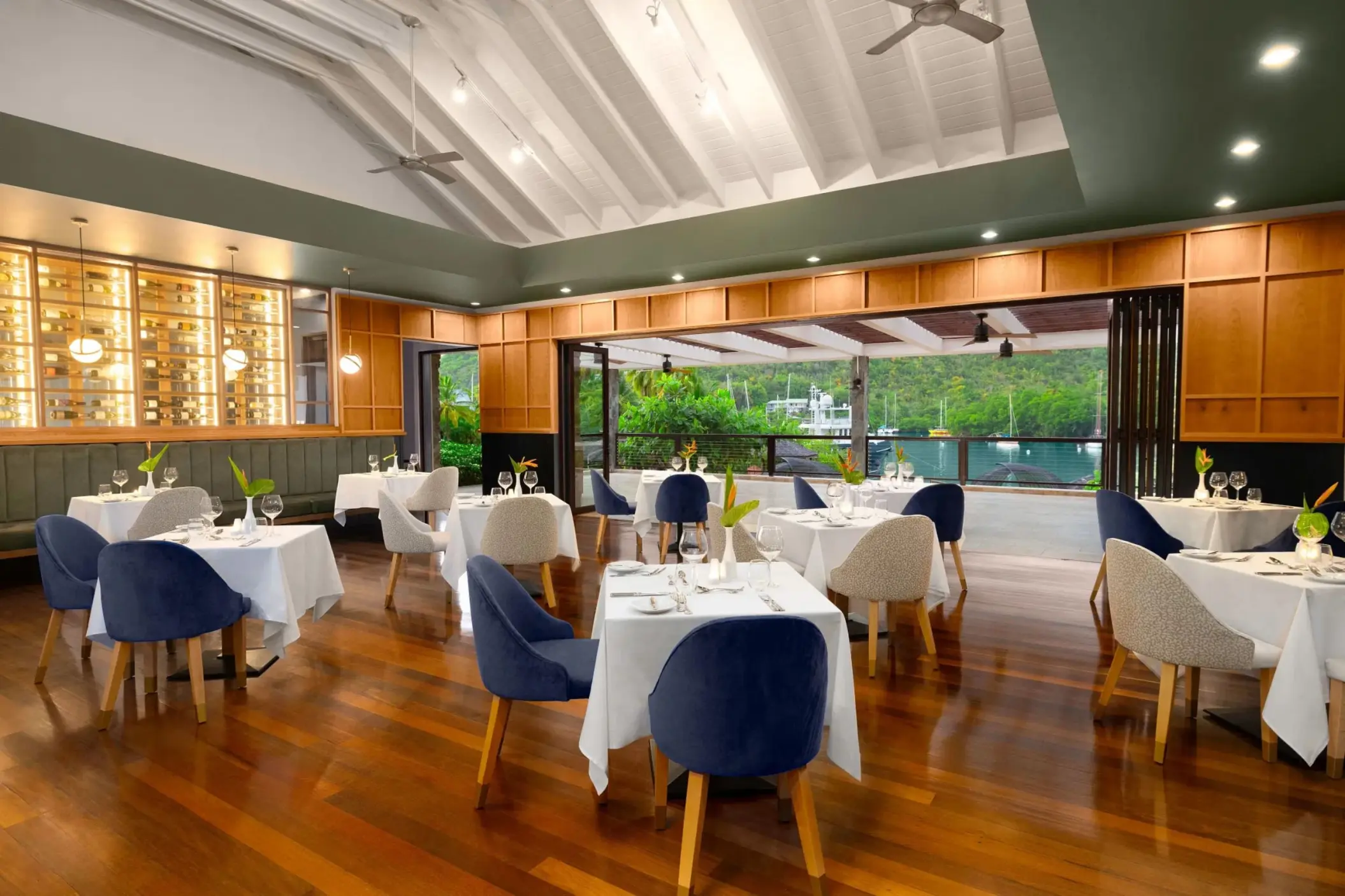 1461 restaurant with indoor-outdoor seating at Zoëtry Marigot Bay, Castries