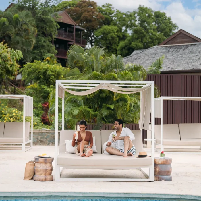 couple on the bali bed at Zoetry Marigot Bay St. Lucia