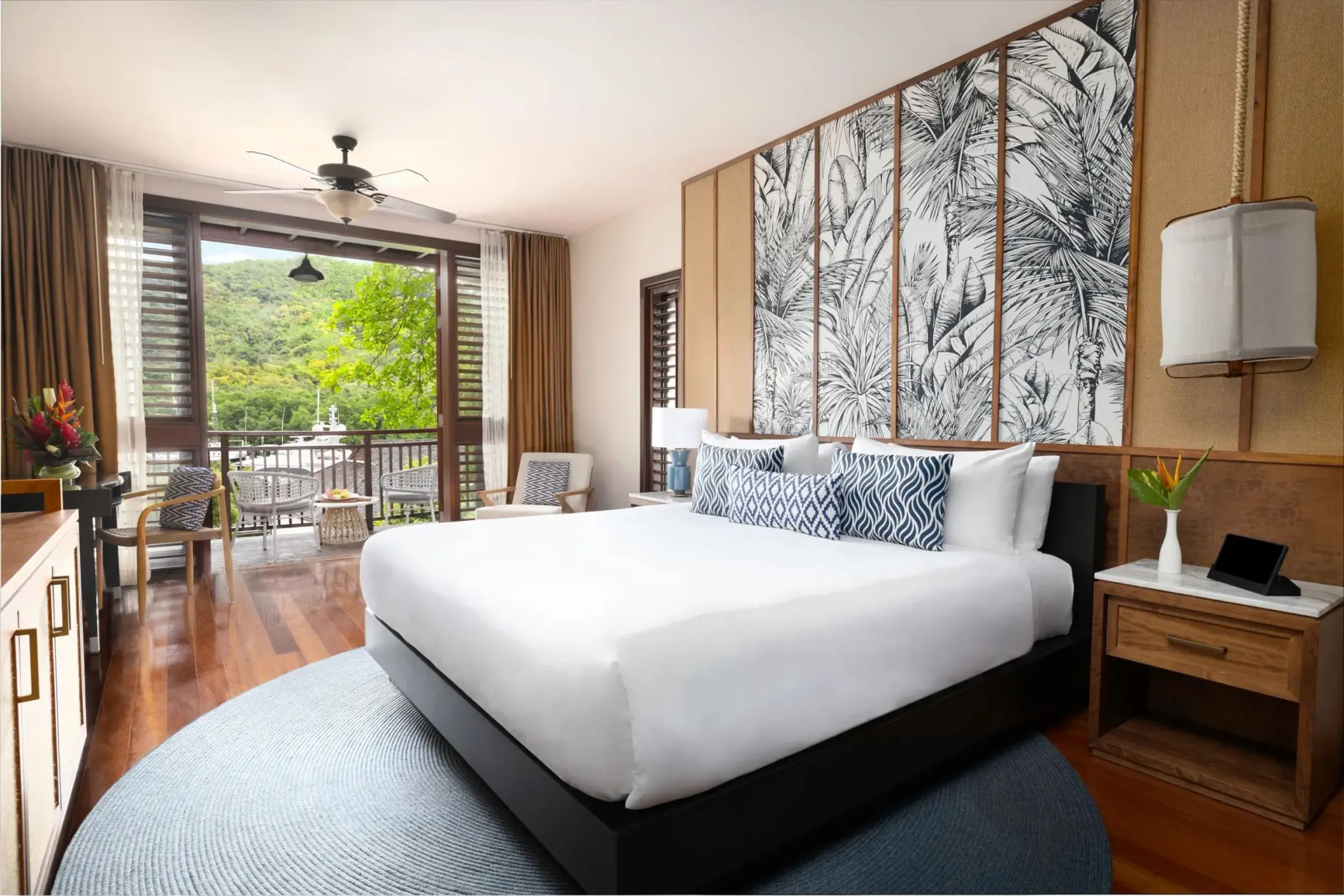 Junior suite with garden view and private balcony at Zoetry Marigot Bay, Castries