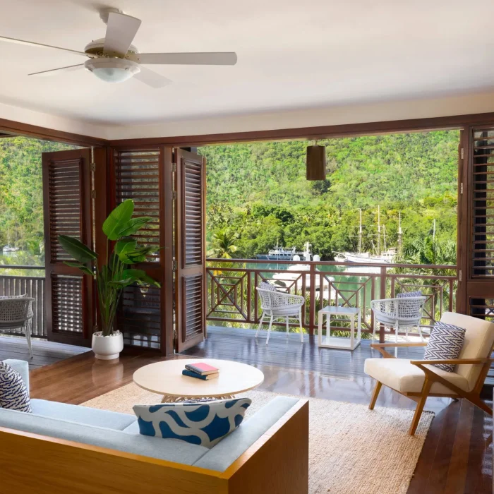 master suite residence living room at Zoetry Marigot Bay St. Lucia